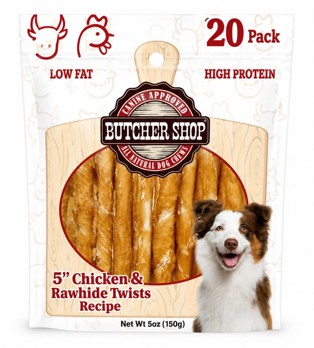 Butcher Shop Chicken & Rawhide Twists Recipe 5" 20Pk