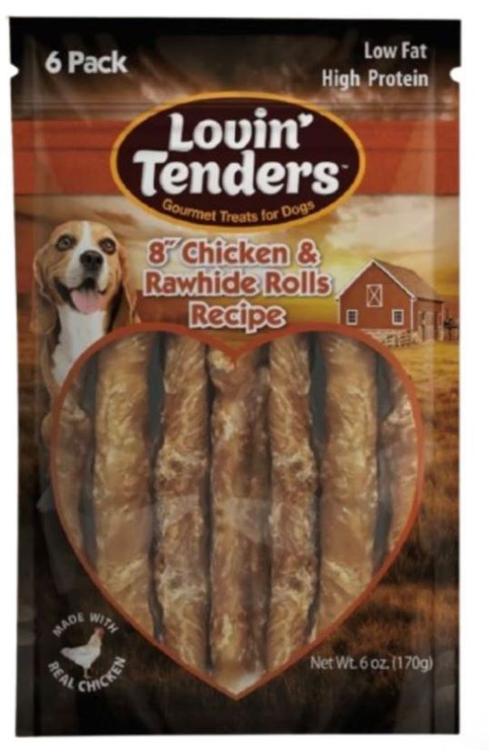Lovin' Tenders 8" Chicken & Rawhide Rolls Recipe 6 Pk