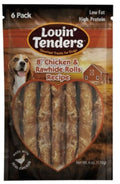 Lovin' Tenders 8" Chicken & Rawhide Rolls Recipe 6 Pk